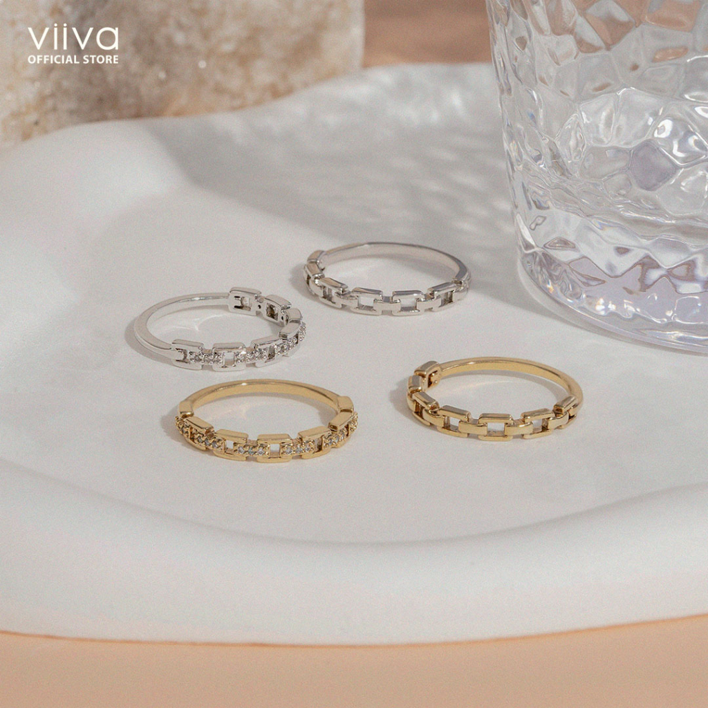 Nhẫn CZ Rectangle Link Ring