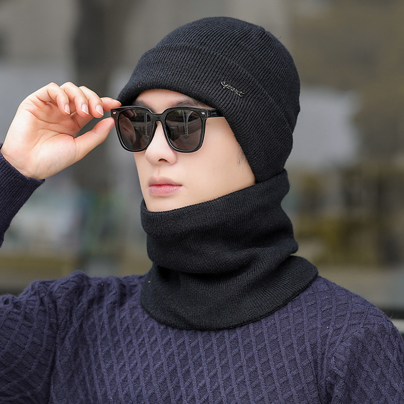 Combo mũ và khăn len giữ ấm cho Nam HUMI chất len cao cấp mềm mịn thời trang thu đông Hàn Quốc