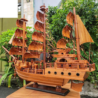 Thuyền gỗ gõ cao cấp thuận buồm xuôi gió - kích cỡ ngang 80cm - 1met