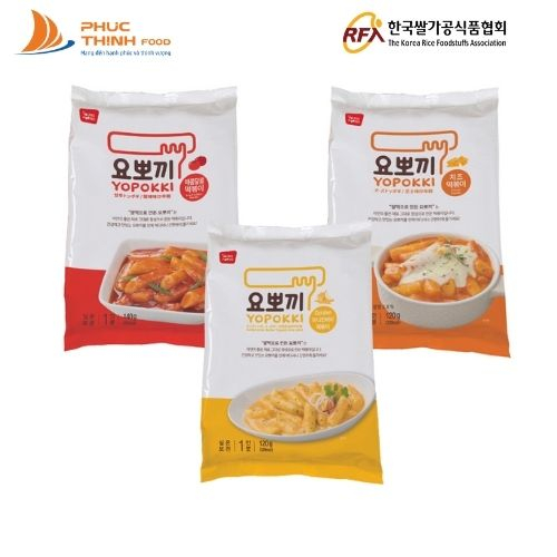 Combo 3 vị: Phomai, cay ngọt, bơ hành - Bánh gạo Hàn Quốc Yopokki gói nhỏ 120g/ gói tokpokki