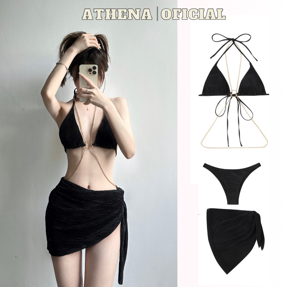 Bộ Bikini 3 Mảnh Athena Kèm Khăn Quấn Thời Trang Quyến Rũ Cho Nữ