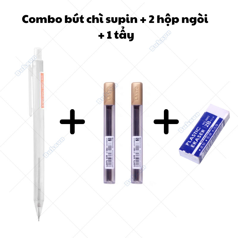Bút chì kim DecorMe màu BW có đầu tẩy phụ kiện văn phòng phẩm