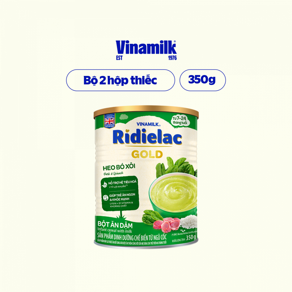 Combo 2 hộp Bột Ăn Dặm heo bó xôi Ridielac Gold - Hộp thiếc 350g