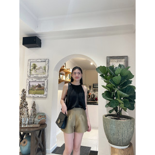 Quần short tafta cạp cao chiết eo