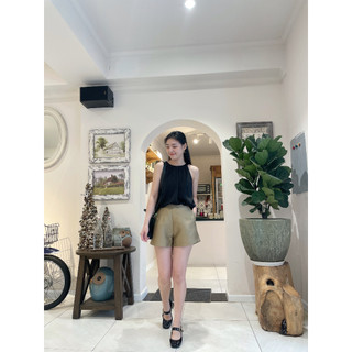 Quần short tafta cạp cao chiết eo