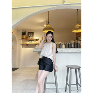 Quần short tafta cạp cao chiết eo