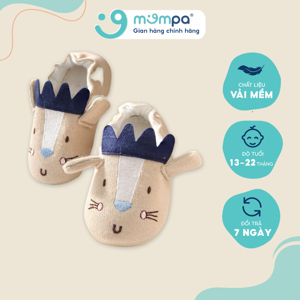 Giày tập đi đế mềm cho bé Mompa 13 đến 22 tháng vải thoáng mát họa tiết động vật dễ thương 710