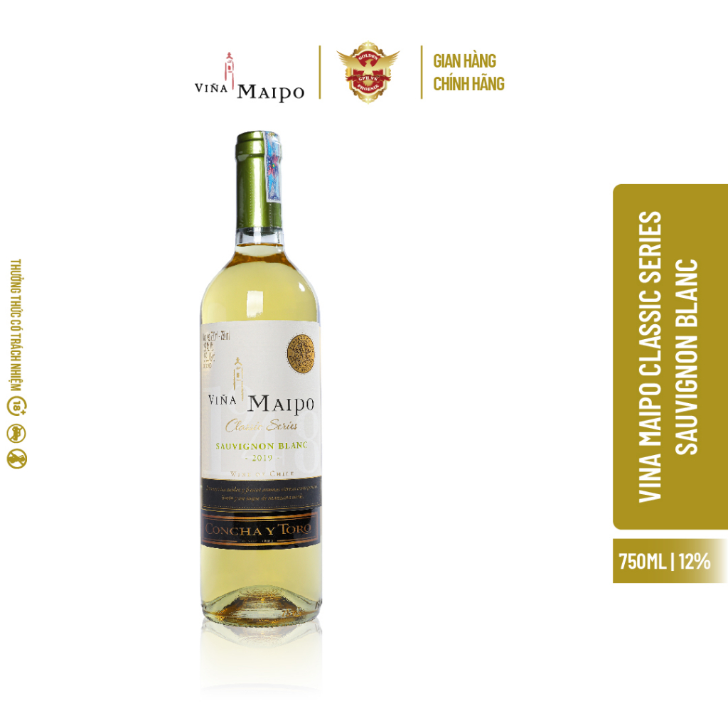 Rượu vang trắng Vina Maipo Classic Series Sauvignon Blanc Chardonnay 2019 12.5% 750ml-Không Hộp-Đậm trái cây nhiệt đới