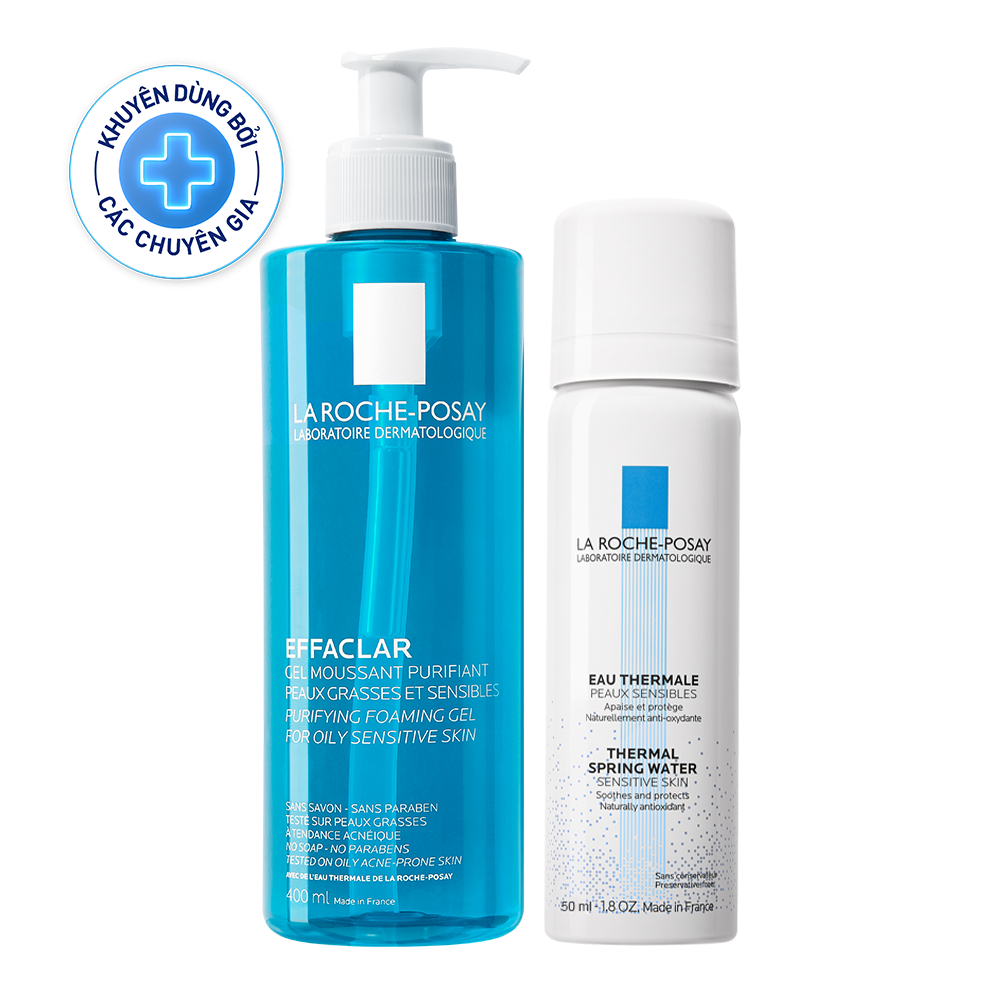 Bộ sản phẩm làm sạch và bảo vệ da dầu nhạy cảm La RochePosay Effaclar Gel