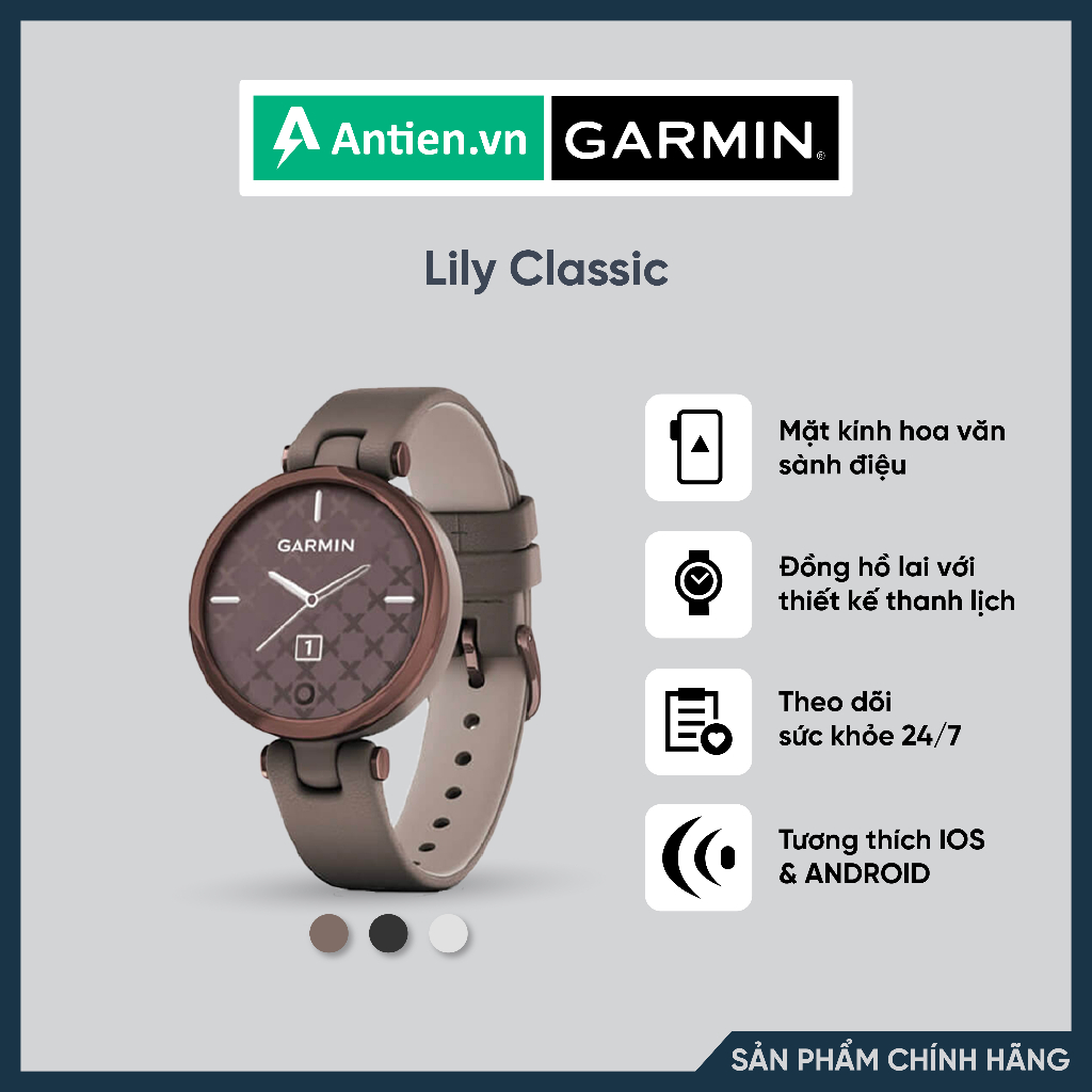 Đồng hồ thông minh nữ Garmin Lily Classic Dây Da