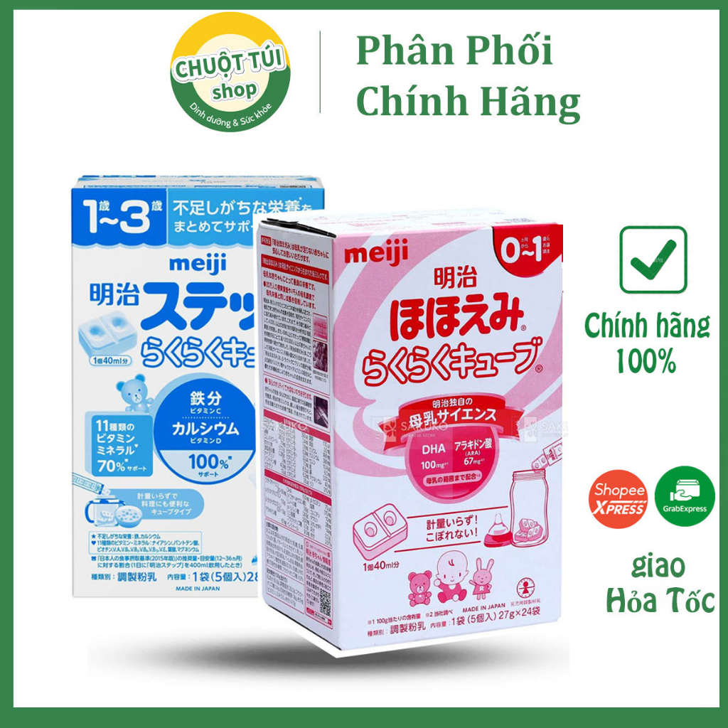 Sữa Meiji dạng thanh 648gr 24 thanh 0-1 và 1-3 - Nội Địa Nhật