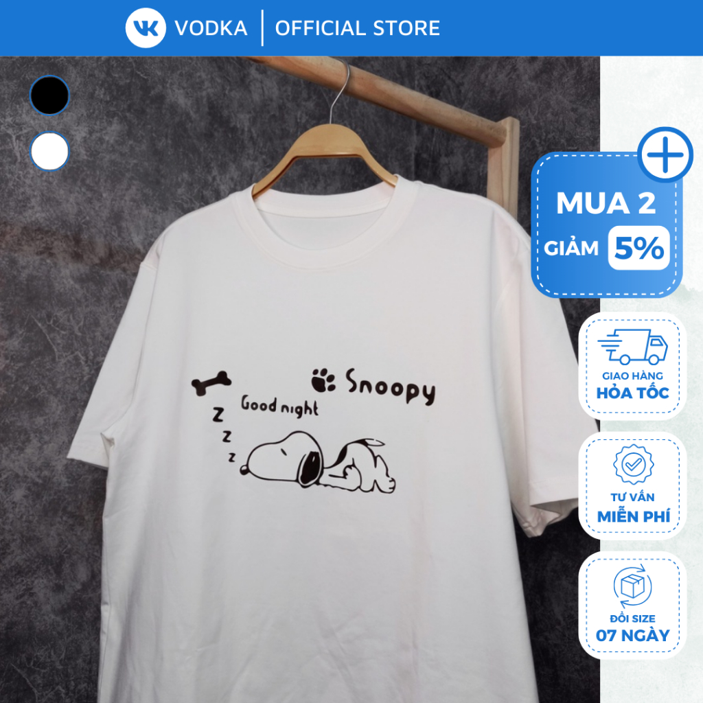 Áo thun nam nữ Chó Snoopy, áo phông unisex form rộng chất cotton mát mịn thấm hút mồ hôi