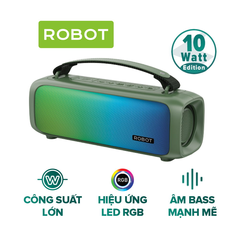 Loa Bluetooth 5.3 ROBOT RB570 Công Suất 10W Hiệu Ứng LED RGB Dung Lượng Pin Lớn