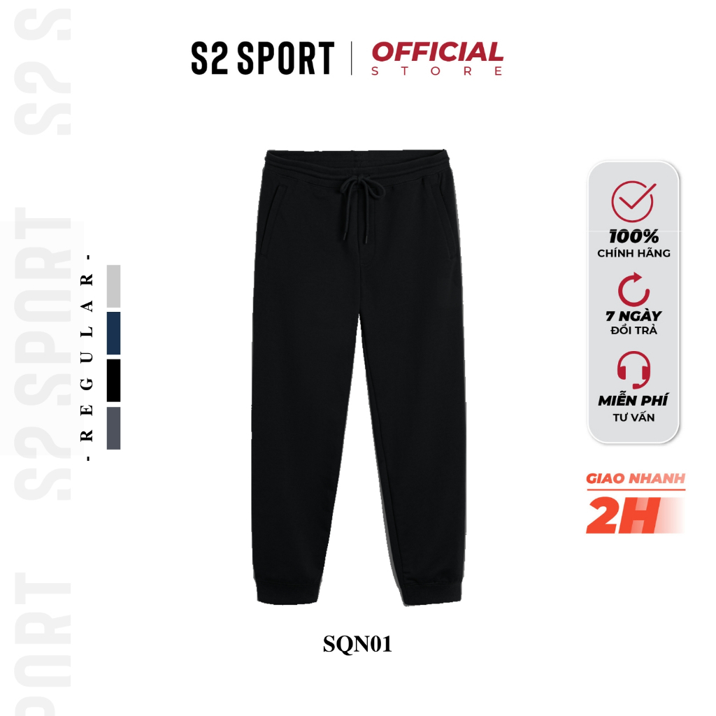 Quần jogger nỉ nam S2 SPORT SQN011 chất nỉ cotton dày thiết kế cạp chun bo ống túi khóa kéo co giãn vận động thoải mái