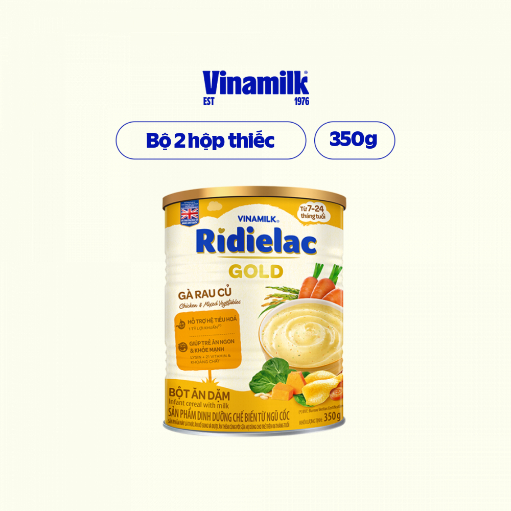 Combo 2 hộp Bột Ăn Dặm gà rau củ Ridielac Gold - Hộp thiếc 350g