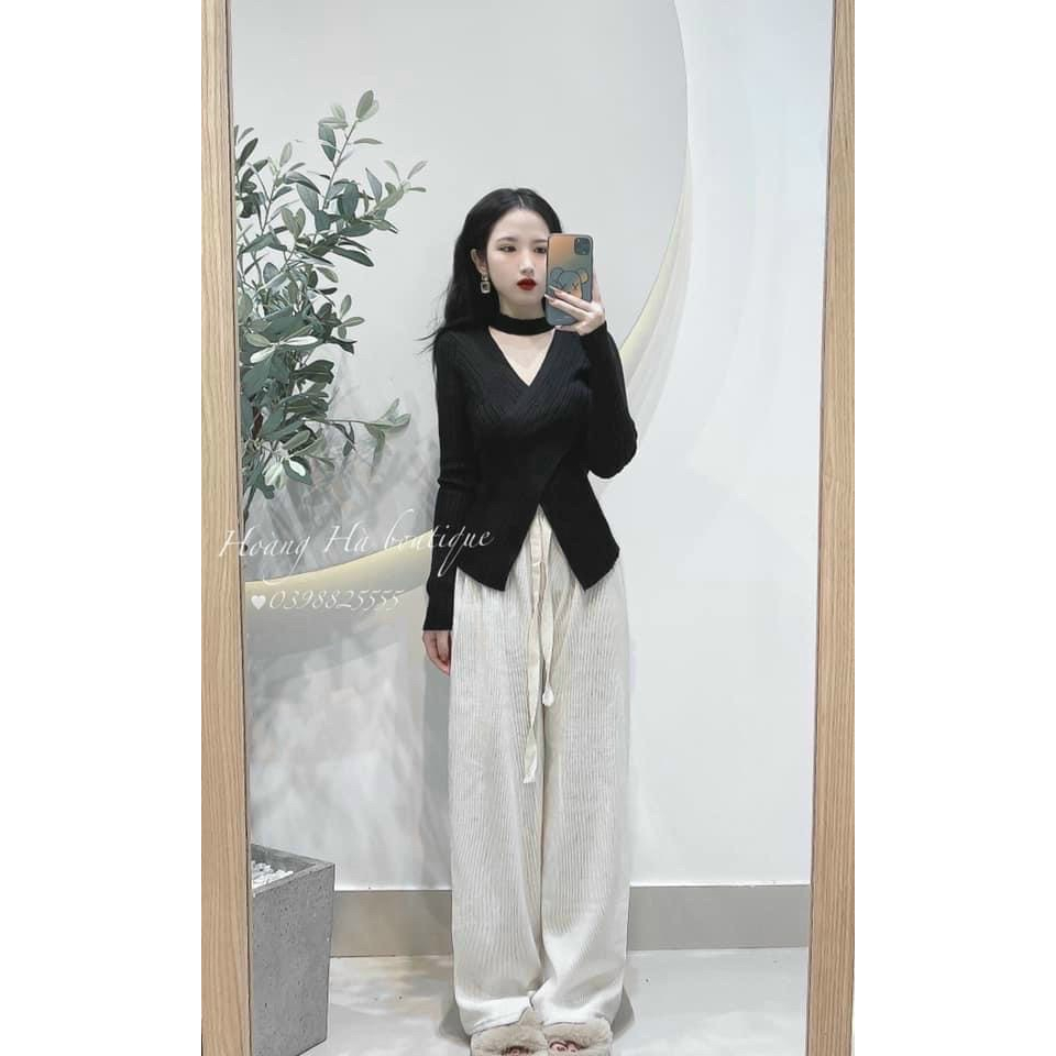 Áo Len Nữ Gân Tăm Vạt Chéo Dày Dặn Lên Dáng Cực Xinh Hàng L1 A413