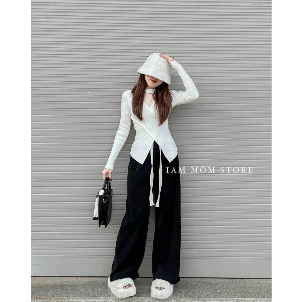 Áo Len Nữ Gân Tăm Vạt Chéo Dày Dặn Lên Dáng Cực Xinh Hàng L1 A413