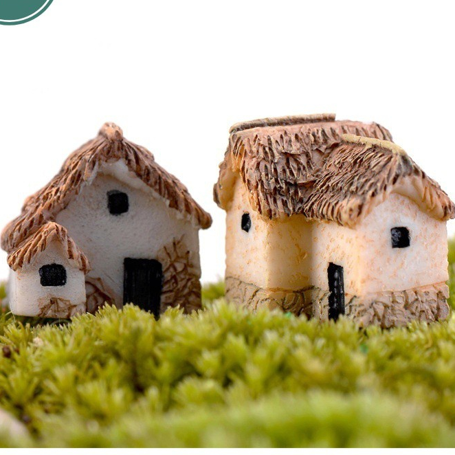 Nhà ngói xưa làm phụ kiện trang trí terrarium, sen đá, xương rồng, cây cảnh mini, cây để bàn