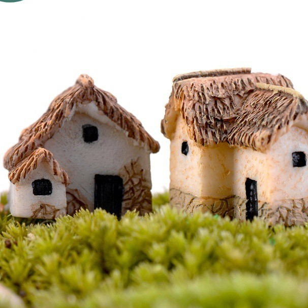 Nhà ngói xưa làm phụ kiện trang trí terrarium, sen đá, xương rồng, cây cảnh mini, cây để bàn