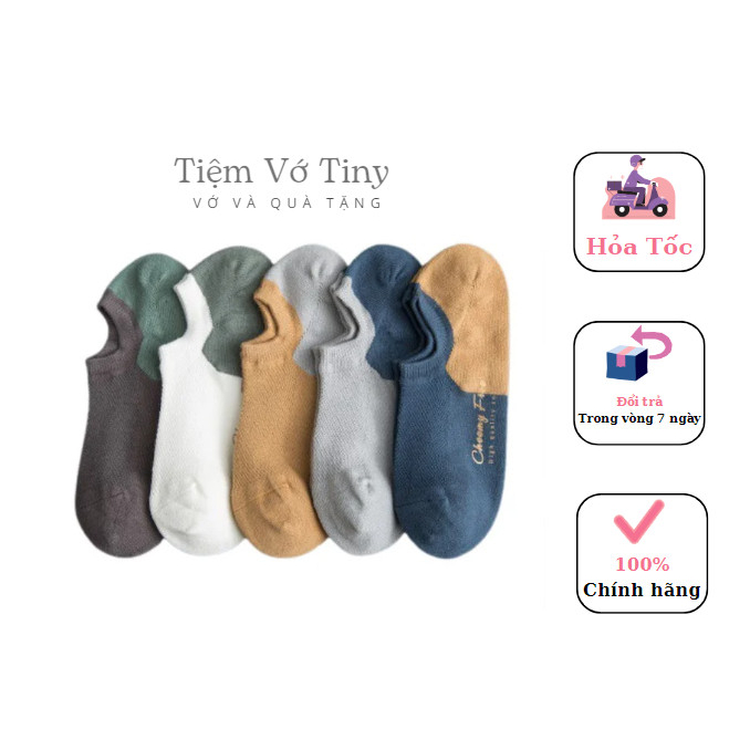Set 5 đôi tất lươi nam vớ nam cổ ngắn CHEEMY khử mùi kháng khuẩn chống hôi chân TVS_032