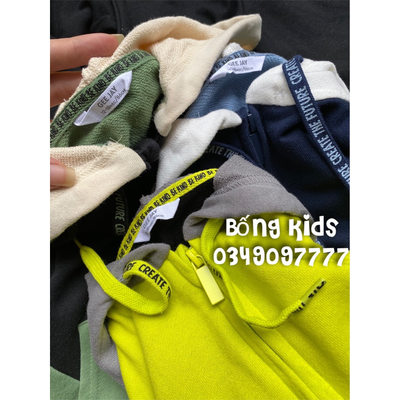 Bộ Khoác Nỉ Hoodie Bé Trai Phối Màu Dây Chữ GÊ