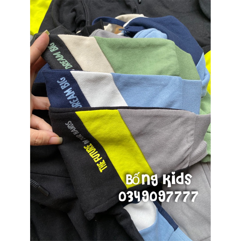 Bộ Khoác Nỉ Hoodie Bé Trai Phối Màu Dây Chữ GÊ