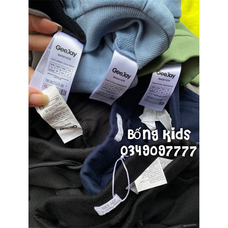 Bộ Khoác Nỉ Hoodie Bé Trai Phối Màu Dây Chữ GÊ