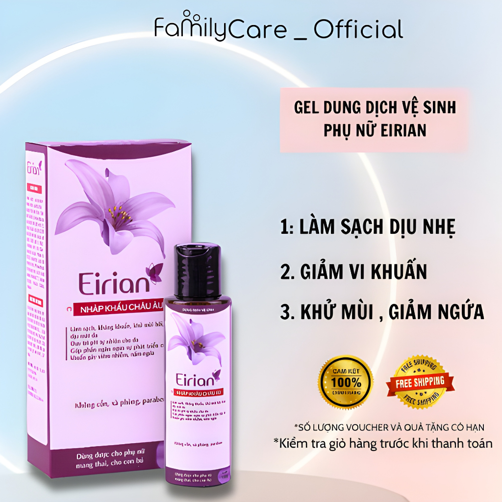 Eirian Dung Dịch Vệ Sinh Dạng Gel Dịu Nhẹ , Cân Bằng PH Cho Vùng Kín