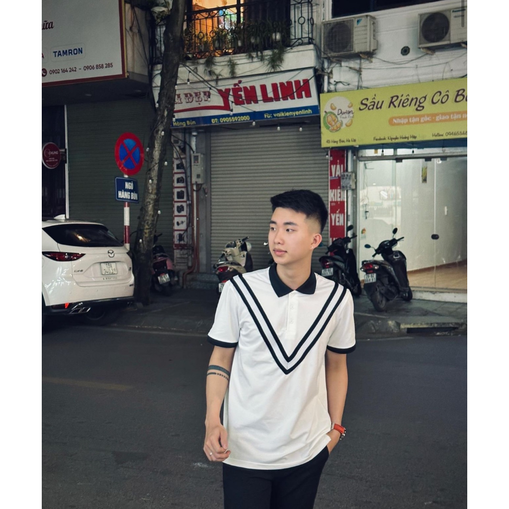 Áo thun, áo phông cao cấp họa tiết kẻ sọc - Áo polo form rộng unisex nam nữ