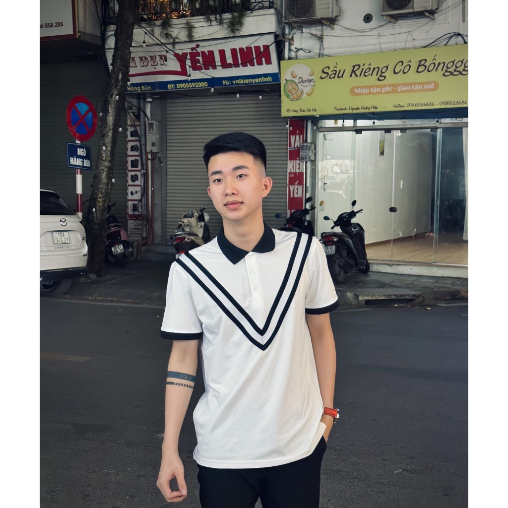 Áo thun, áo phông cao cấp họa tiết kẻ sọc - Áo polo form rộng unisex nam nữ