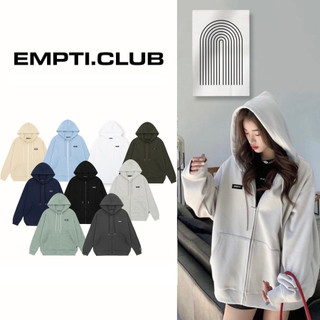 Áo hoodie, áo hoodie zip EMPTI tag cao su from rộng dành cho nam nữ