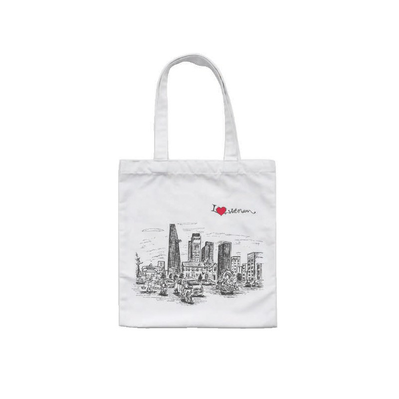 Túi Tote Vải Canvas TICK & PICK Hình Hà Nội - Sài Gòn
