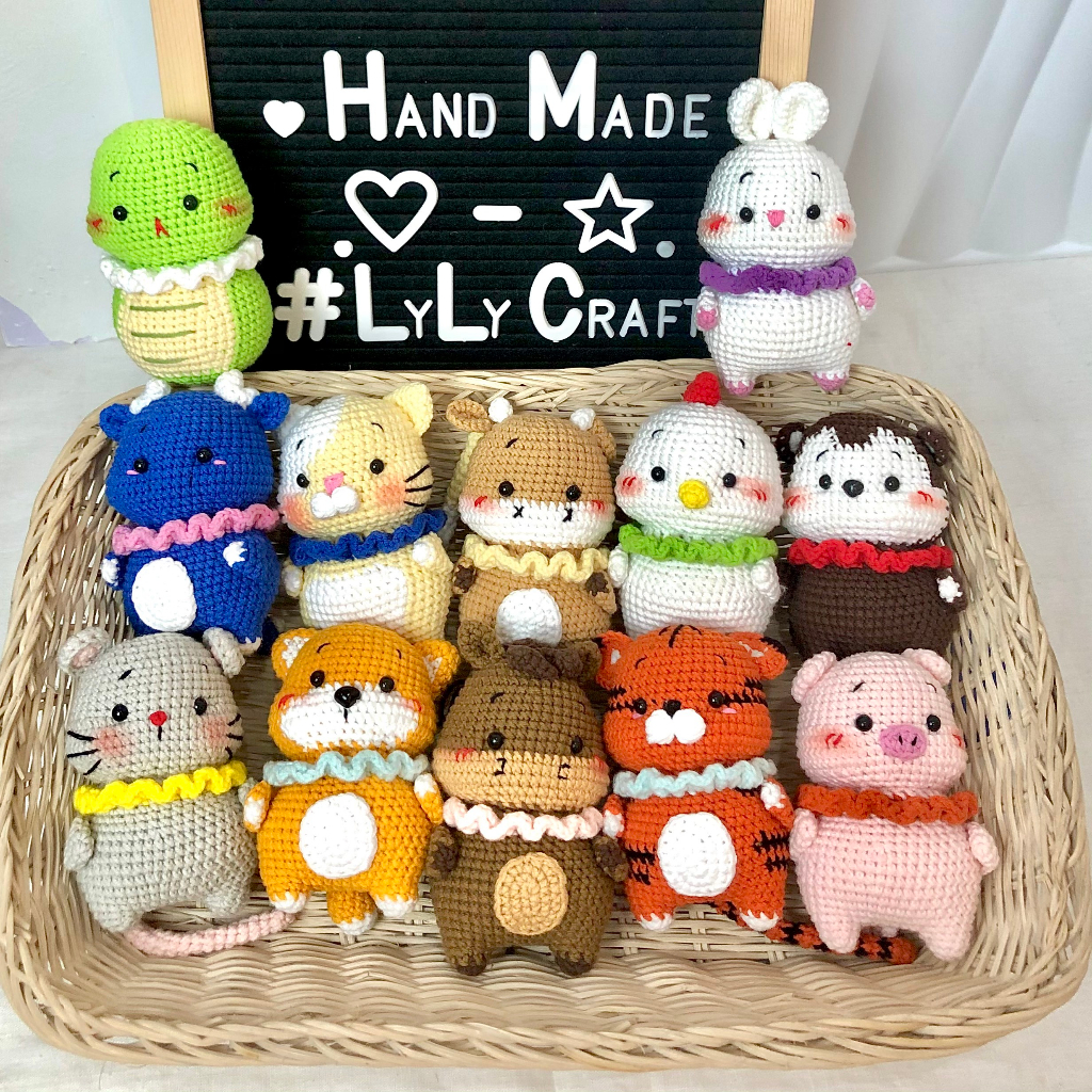 Móc Khoá Len LYLYCRAFT, Thú Nhối Bông 12 Con Giáp Dùng Để Treo Balo, Xe Máy Hoặc Làm Quà Tặng Handmade