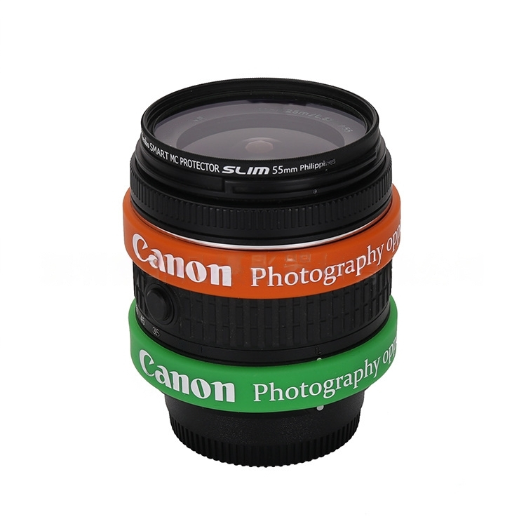 Vòng cao su đeo lens in chữ canon trang trí máy ảnh - nhiều màu sắc