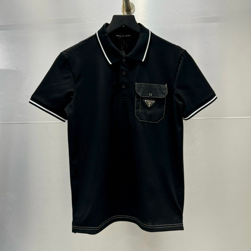 Áo polo nam cổ bẻ PRD cotton gai túi ngực thêu logo tam giác bo ống may chỉ trắng mix lưng vải gió PL48P