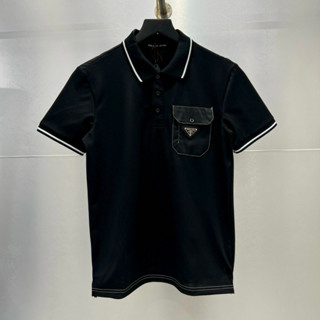 Áo Polo Nam Cổ Bẻ Cotton Gai Túi Ngực Thêu Logo Tam Giác Bo Ống May Chỉ Trắng Mix Lưng Vải Gió Dành Cho Anh Em Boy Phố