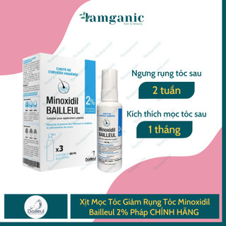 [CHÍNH HÃNG] Xịt Mọc Tóc Giảm Rụng Tóc Minoxidil Bailleul 2% Pháp Nhập Khẩu Pháp [Hộp 3 lọ 60ml]