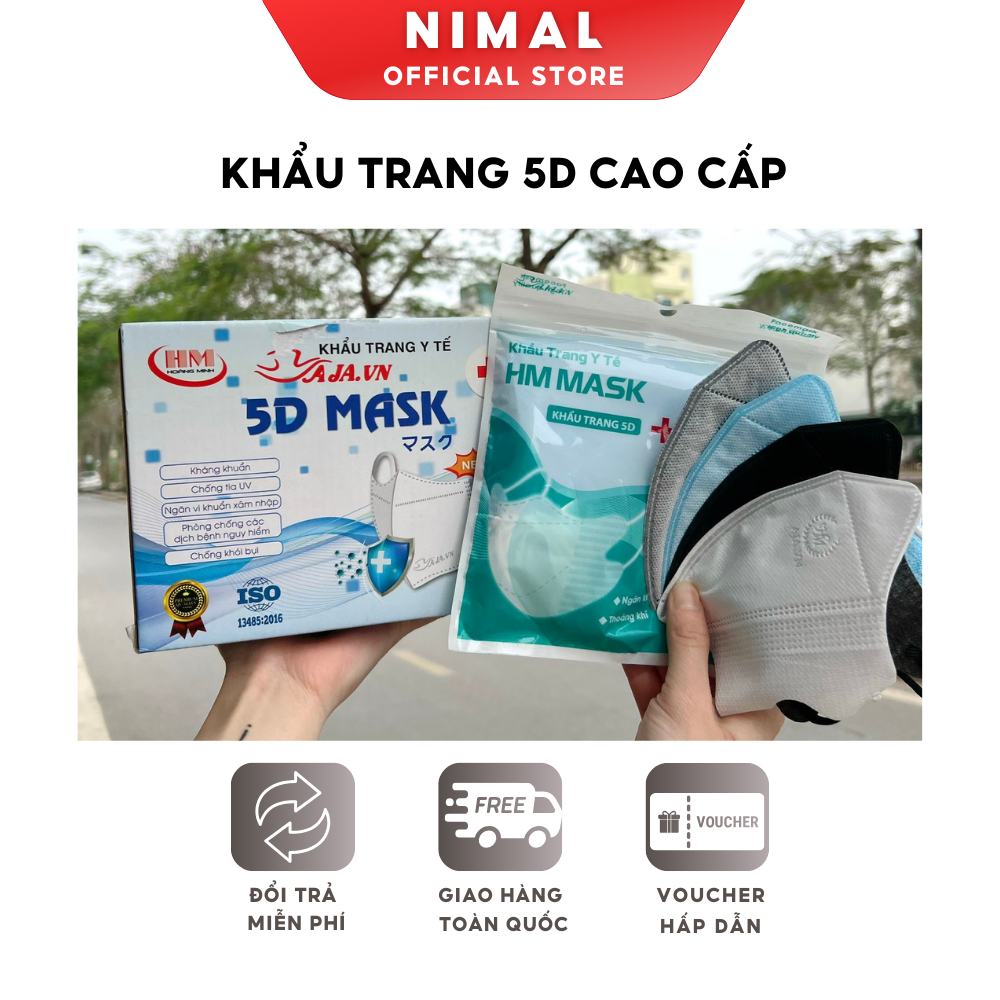 [ Free Ship ] - Thùng 100 Chiếc Khẩu Trang 5D 3 Lớp Kháng Khuẩn NIMALSTORE