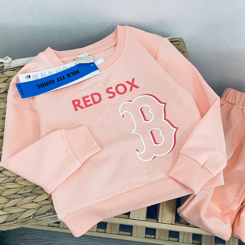 Bộ nỉ da cá Red.sox M.lb màu hồng siêu xinh cho bé gái size từ 12-35 cân