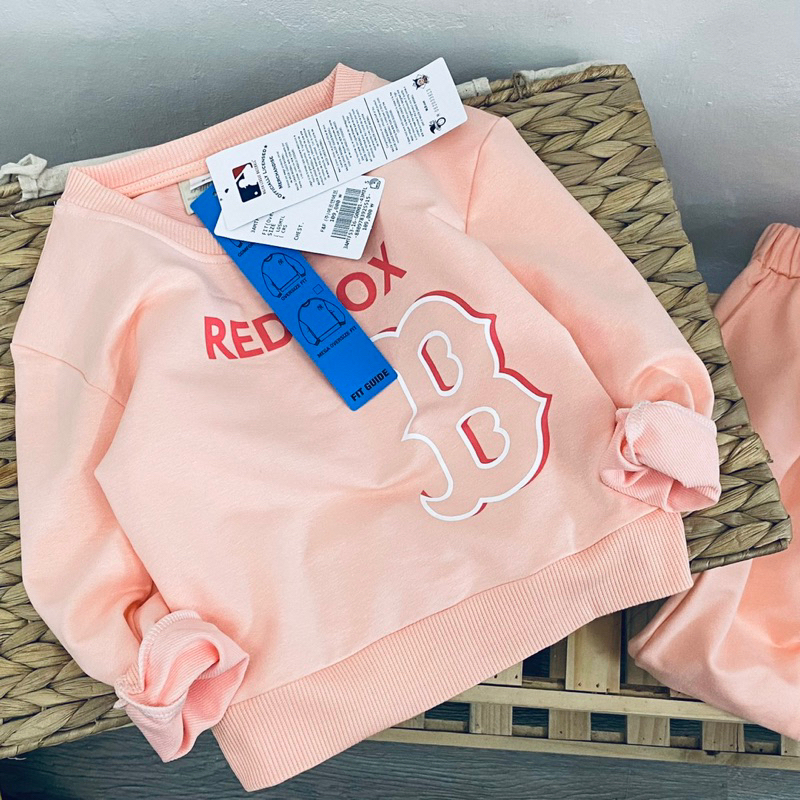 Bộ nỉ da cá Red.sox M.lb màu hồng siêu xinh cho bé gái size từ 12-35 cân