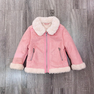 Áo khoác da lộn lót lông cừu F&F màu hồng xuất dư xịn