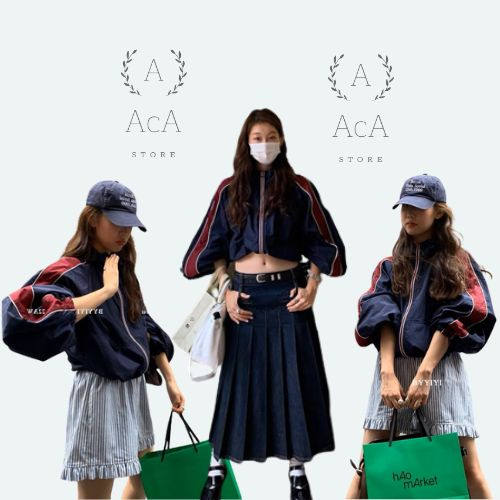 ÁO KHOÁC DÙ 2 LỚP CROPTOP CÓ NÓN FORM RỘNG CA TÍNH XANH ĐEN PHỐI ĐỎ CHẠY VIỀN GÂN siêu đẹp siêu hót ACAstore N01