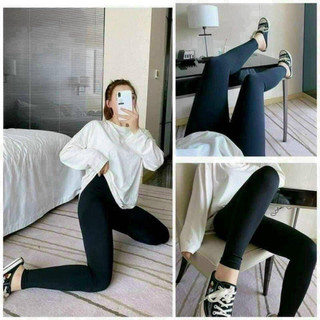 Quần legging cotton dài 2 túi lưng cạp cao