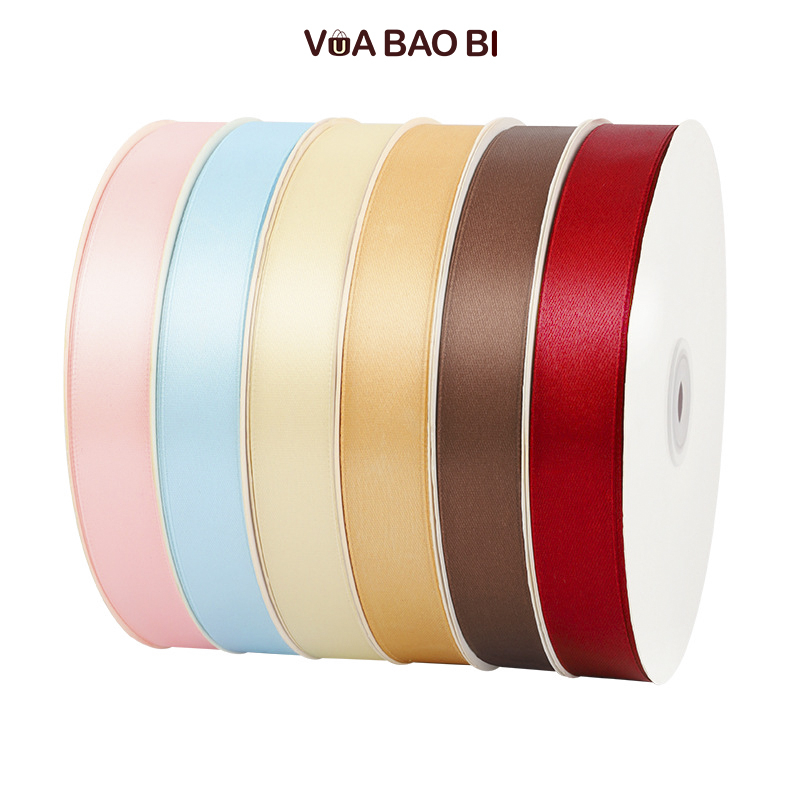 Ruy băng lụa satin bản 2cm dài 91m RB05 nơ màu trơn bóng trang trí đồ handmade chất liệu đẹp
