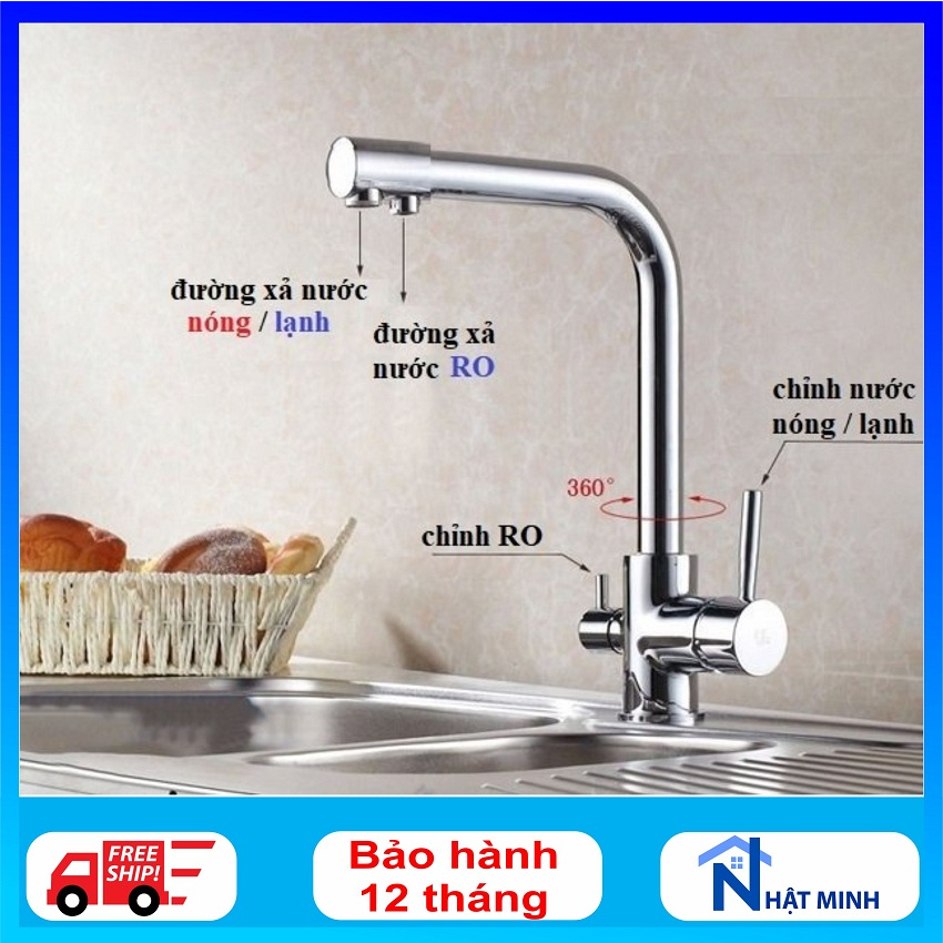 Vòi rửa bát 3 đường nước hàng đẹp, vòi rửa bát có cả vòi nước từ máy lọc nước RO