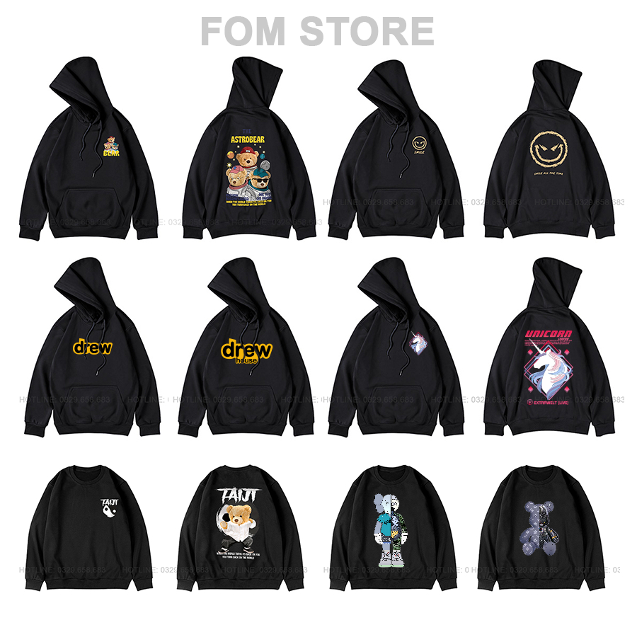 Áo Hoodie, Áo Sweater Nam Nữ Nhiều Mẫu Phong Cách Cá Tính, Chất Nỉ Bông Dày Dặn