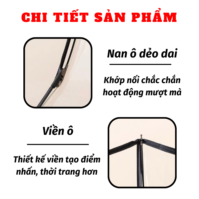 Ô Trong Suốt Mika Gấp Gọn Che Mưa Nút Bấm Tự Động Gấp Gọn Chụp Ảnh Nghệ Thuật