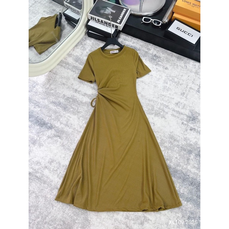 Đầm Thun Gân bigsize Rút Dây Eo Tôn Dáng Và Che Bụng Tốt