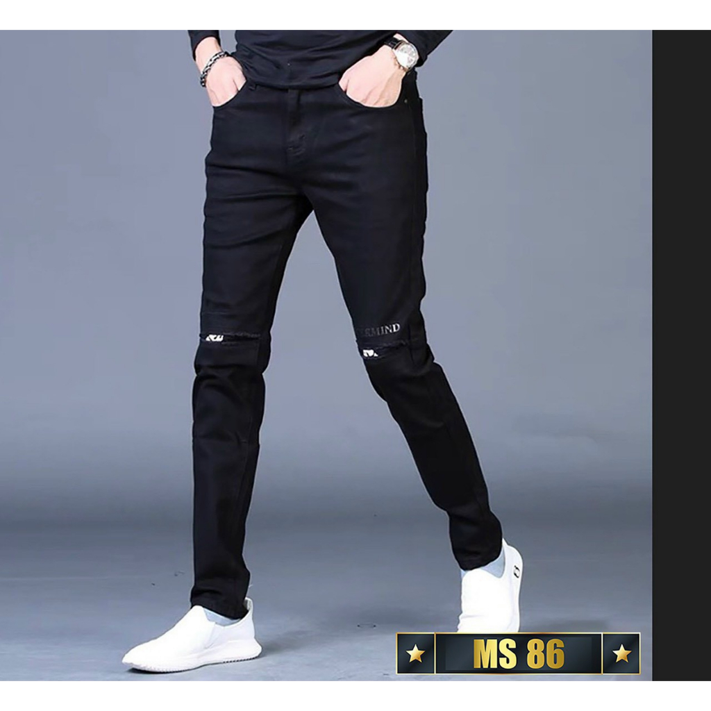 Quần Jean Nam - Quần Bò Nam  DR997RT Xanh Bạc Trơn Rách Gối Cá Tính Trẻ Trung