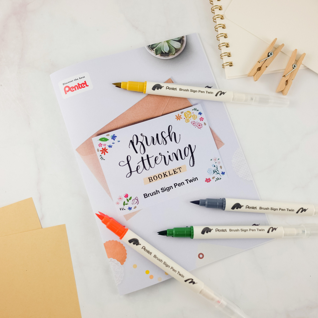 Bút viết thư pháp Calligraphy Pentel Brush Sign Pen Twin | Brush Pen 2 đầu | 30 màu